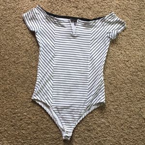 French stripe off shoulder bodysuit
